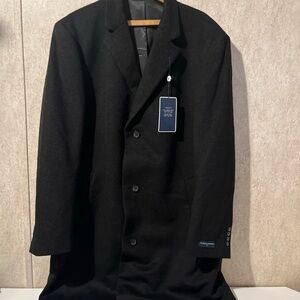 Saddlebred Overcoat Top Coat Wool Blend Charcoal Coat with Button Accents $250